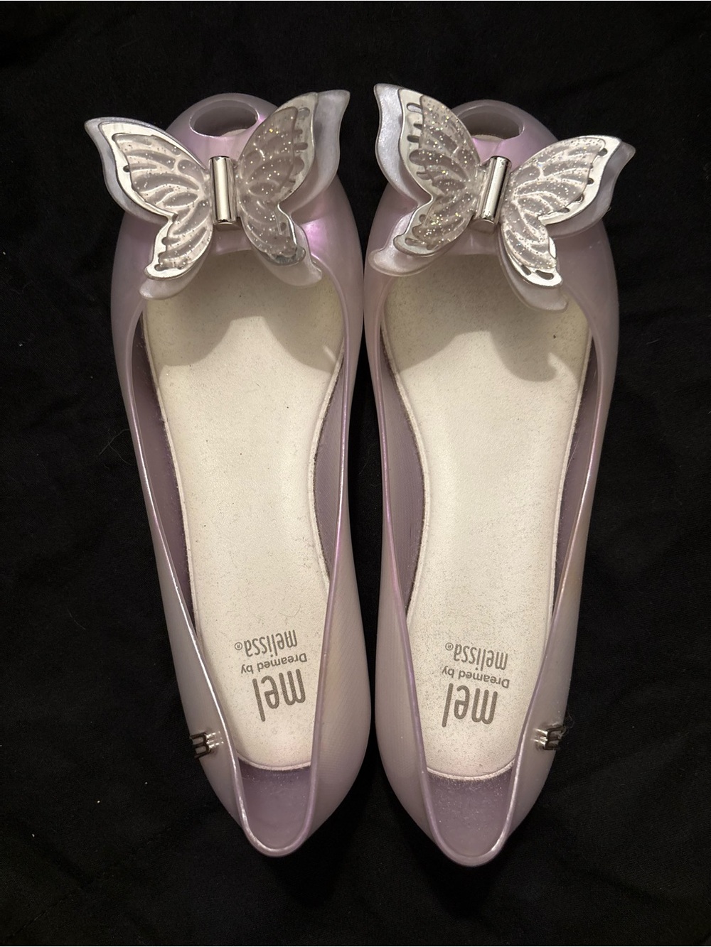 Mel by Melissa Girls' Pale Pink Butterfly Ballet Flats